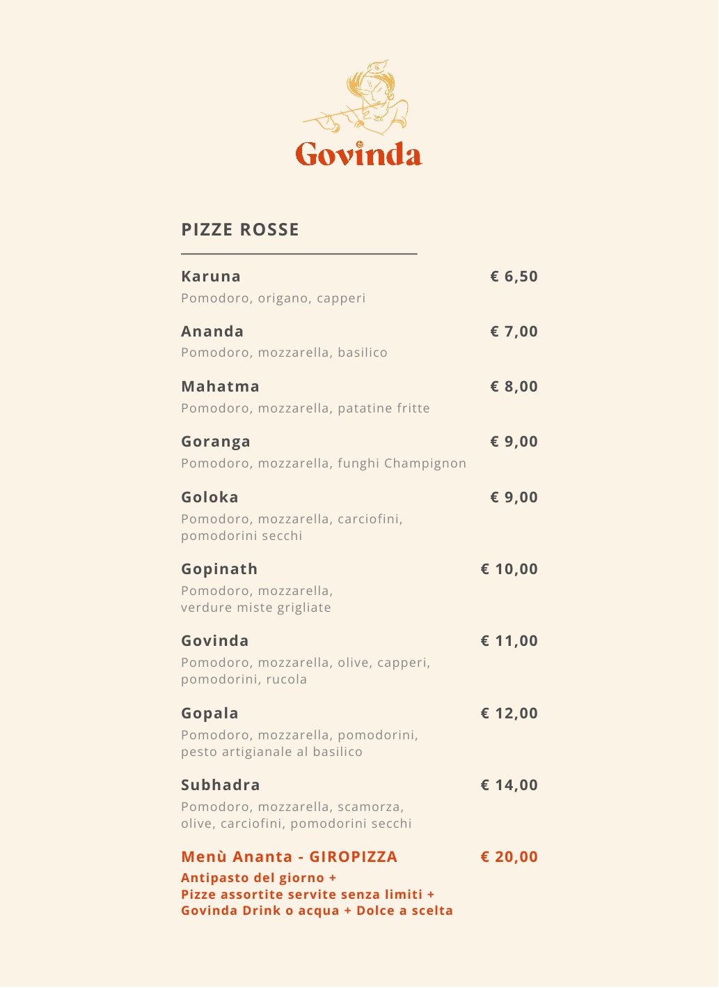 Page du menu 1